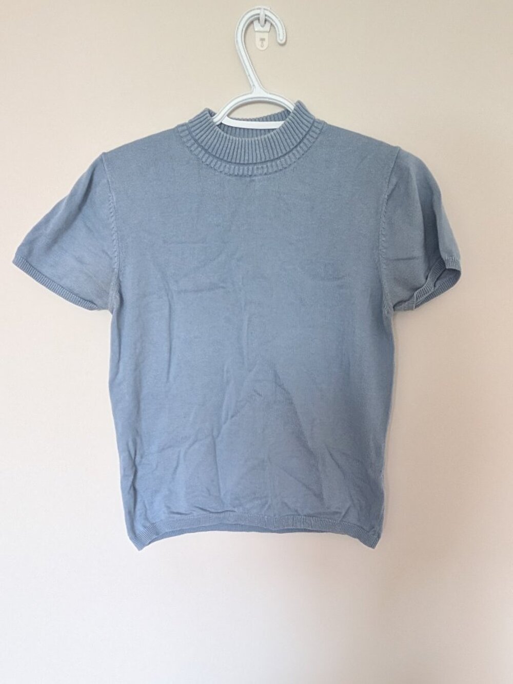Conrad C Proportion Petite Blue Mock Neck Sweater Top Small Petite 100% Cotton